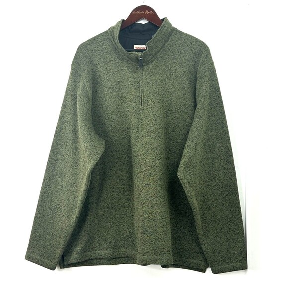 Wrangler Authentic Quarter Zip Sweater Olive Fleece Men 2XL Long Sleeve Pullover - Picture 3 of 11